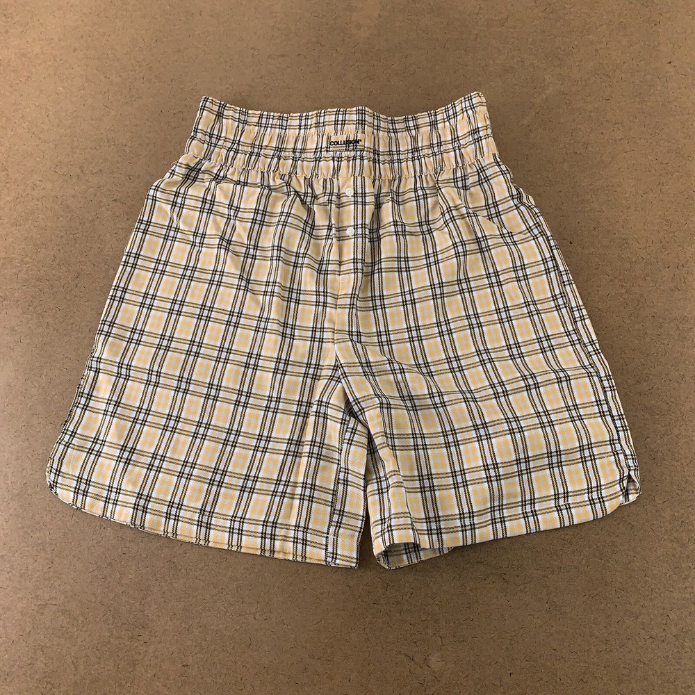 Collusion Women's Size 10 Yellow Plaid High-Waisted Long Line Pull On Shorts New